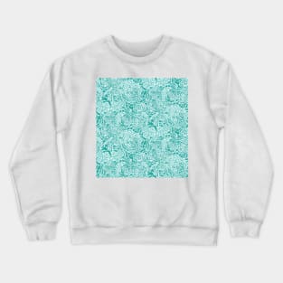 Turquoise Brushed Flowers Crewneck Sweatshirt